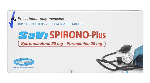 Savispirono - Plus trị phù, tăng huyết áp (2 vỉ x 10 viên)