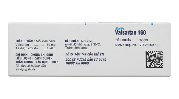 Savi Valsartan 160 trị tăng huyết áp, suy tim (3 vỉ x 10 viên)