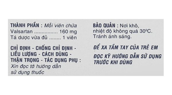 Savi Valsartan 160 trị tăng huyết áp, suy tim (3 vỉ x 10 viên)