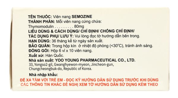 Semozine 80mg tăng cường miễn dịch, hỗ trợ trị nhiễm khuẩn hô hấp (6 vỉ x 10 viên)