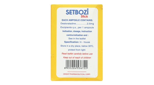 Dung dịch uống Setbozi Stick 2.5mg/5ml giảm viêm mũi dị ứng (20 ống x 5ml)