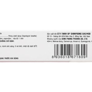 Shinclop 75mg ngừa xơ vữa động mạch (3 vỉ x 10 viên)