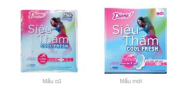 Băng vệ sinh Diana Cool Fresh viền êm chống tràn, có cánh gói 8 miếng