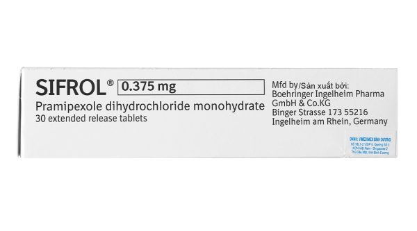 Sifrol 0.375mg trị các dấu hiệu và triệu chứng của bệnh Parkinson (3 vỉ x 10 viên)