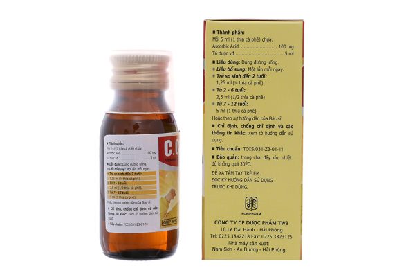 Siro C.C.Life 100mg/5ml phòng và trị thiếu vitamin C chai 60ml