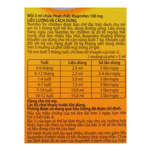 Hỗn dịch uống Nurofen For Children 100mg/5ml giảm đau, hạ sốt chai 60ml