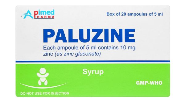 Siro Paluzine 10mg/5ml phòng ngừa và trị các trường hợp thiếu kẽm (20 ống x 5ml)