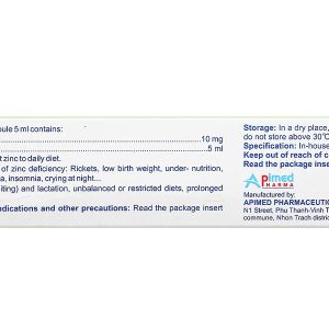 Siro Paluzine 10mg/5ml phòng ngừa và trị các trường hợp thiếu kẽm (20 ống x 5ml)