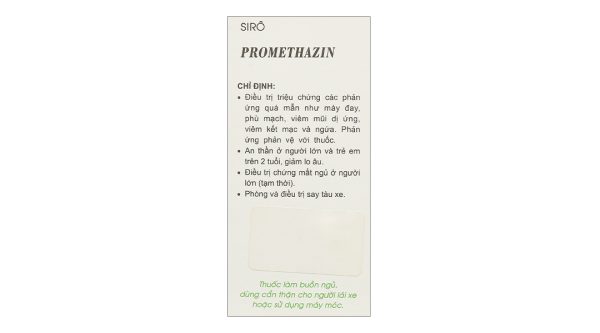 Siro Promethazin trị các triệu chứng viêm mũi dị ứng, mày đay chai 90ml