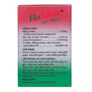 Siro HoAstex trị ho, viêm phế quản (30 gói x 5ml)