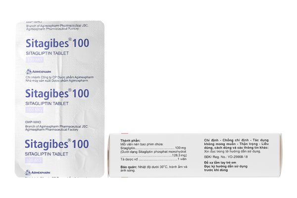 Sitagibes 100 trị đái tháo đường tuýp 2 (4 vỉ x 7 viên)