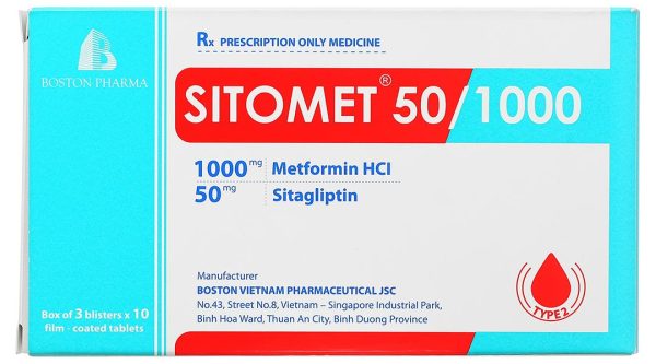 Sitomet 50/1000 hỗ trợ kiểm soát đường huyết ở bệnh nhân đái tháo đường (3 vỉ x 10 viên)