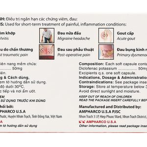 SOSDol Fort 50mg giảm đau, kháng viêm xương khớp, gout cấp (3 vỉ x 10 viên)