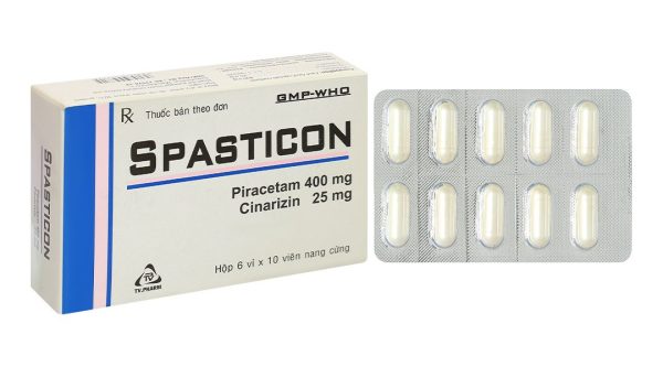 Spasticon điều trị bệnh não do chấn thương, đau nửa đầu (6 vỉ x 10 viên)