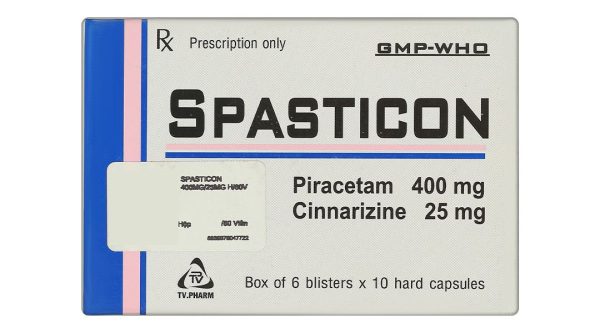 Spasticon điều trị bệnh não do chấn thương, đau nửa đầu (6 vỉ x 10 viên)