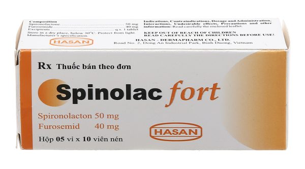 Spinolac Fort thuốc lợi tiểu trị tăng huyết áp, suy tim (5 vỉ x 10 viên)