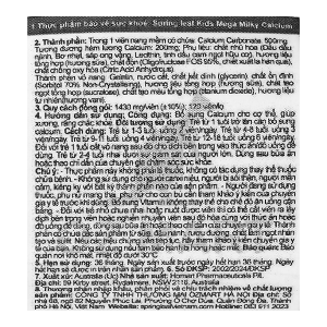 SpringLeaf Kids Mega Milky Calcium bổ sung canxi cho bé lọ 120 viên