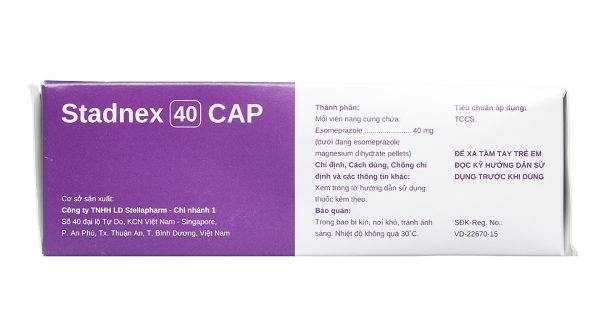 Stadnex 40 Cap trị trào ngược dạ dày, thực quản (4 vỉ x 7 viên)