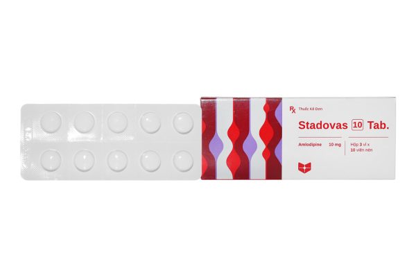 Stadovas 10 Tab trị tăng huyết áp, đau thắt ngực (3 vỉ x 10 viên)