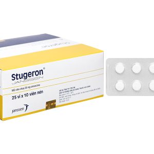 Stugeron 25mg trị rối loạn tuần hoàn não, say tàu xe (25 vỉ x 10 viên)