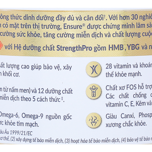 Sữa bột Ensure Gold Strengthpro phục hồi và tăng cường sức khỏe hương vani (380g)