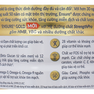 Sữa bột Ensure Gold Strengthpro tăng cường sức khỏe hương vani ít ngọt (800g)