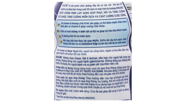 Sữa bột pha sẵn Ensure Original bổ sung dinh dưỡng đầy đủ hương vani (237ml)