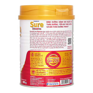 Sữa bột Vinamilk Sure Diecerna bổ sung dinh dưỡng cho người đái tháo đường (400g)
