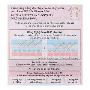 Sữa chống nắng Anessa Mild Milk SPF50+/PA++++ dịu nhẹ cho da nhạy cảm chai 60ml