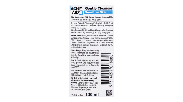 Sữa rửa mặt Acne- Aid Gentle Cleanser làm sạch cho da mụn, nhạy cảm chai 100ml