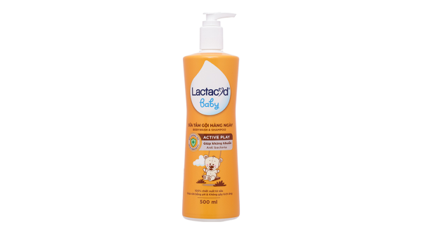 Sữa tắm gội Lactacyd Baby Active Play giúp dưỡng ẩm, giảm kích ứng cho da bé chai 500ml