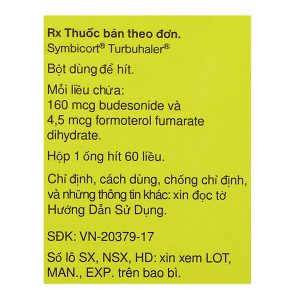 Bột hít phân liều Symbicort Turbuhaler 160/4.5mcg trị hen suyễn ống 60 liều hít