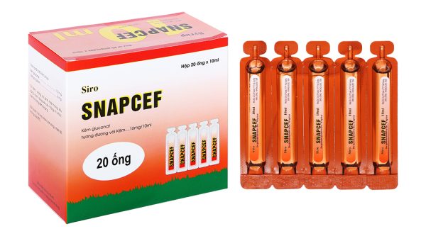 Siro Snapcef 16 mg/10ml trị tiêu chảy, bổ sung kẽm hộp 20 ống x 10ml