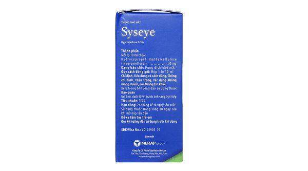 Dung dịch nhỏ mắt Syseye 0.3% giảm kích ứng mắt, khô mắt lọ 10ml