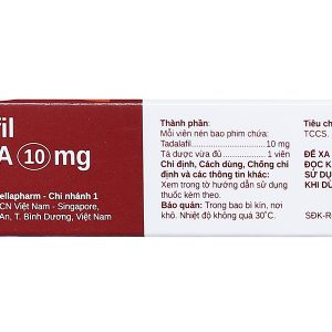 Tadalafil Stella 10mg trị rối loạn cương dương (1 vỉ x 2 viên)