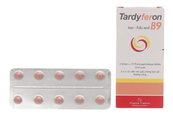 Tardyferon B9 dự phòng thiếu sắt và acid folic (3 vỉ x 10 viên)