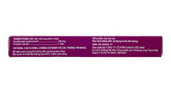 Telfast HD 180mg trị viêm mũi dị ứng, mề đay vô căn mạn tính (1 vỉ x 10 viên)