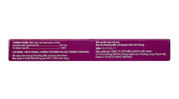 Telfast BD 60mg trị viêm mũi dị ứng, mề đay vô căn mạn tính (1 vỉ x 10 viên)