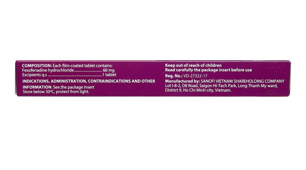 Telfast BD 60mg trị viêm mũi dị ứng, mề đay vô căn mạn tính (1 vỉ x 10 viên)