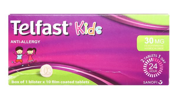 Telfast Kids 30mg trị viêm mũi dị ứng, mày đay cho bé (1 vỉ x 10 viên)