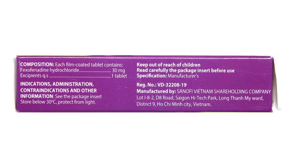 Telfast Kids 30mg trị viêm mũi dị ứng, mày đay cho bé (1 vỉ x 10 viên)