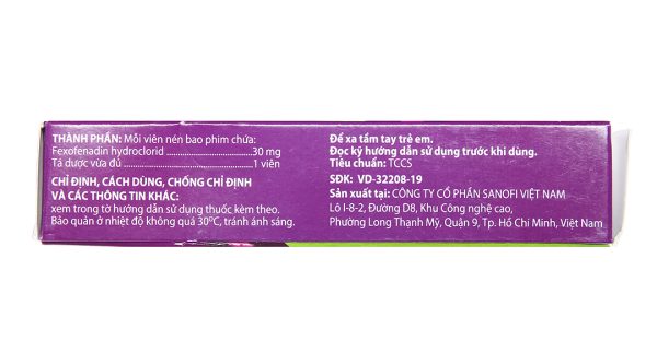 Telfast Kids 30mg trị viêm mũi dị ứng, mày đay cho bé (1 vỉ x 10 viên)