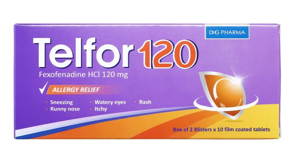 Telfor 120 trị các triệu chứng viêm mũi dị ứng, mày đay (2 vỉ x 10 viên)