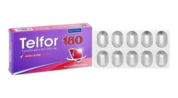 Telfor 180 trị triệu chứng của bệnh mề đay mãn tính (2 vỉ x 10 viên)