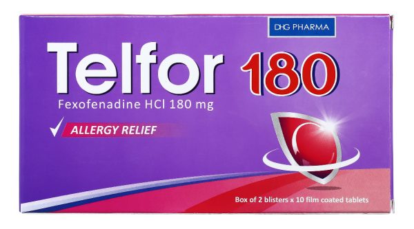 Telfor 180 trị triệu chứng của bệnh mề đay mãn tính (2 vỉ x 10 viên)