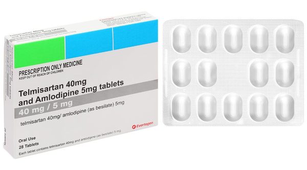 Telmisartan 40mg and Amlodipine 5mg tablets điều trị tăng huyết áp (2 vỉ x 14 viên)