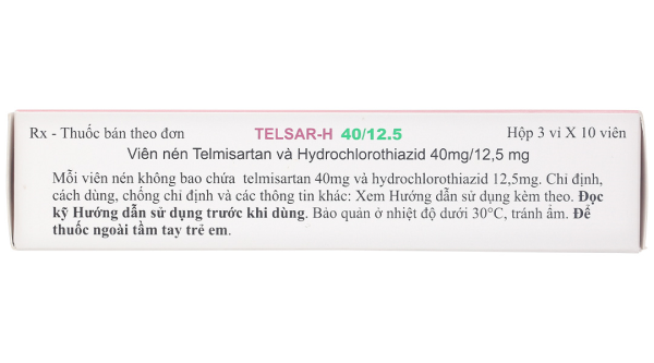 Telsar-H 40/12.5 trị tăng huyết áp (3 vỉ x 10 viên)