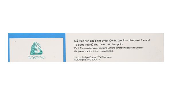 TenoBoston 300mg trị nhiễm HlV-týp 1, viêm gan B (3 vỉ x 10 viên)