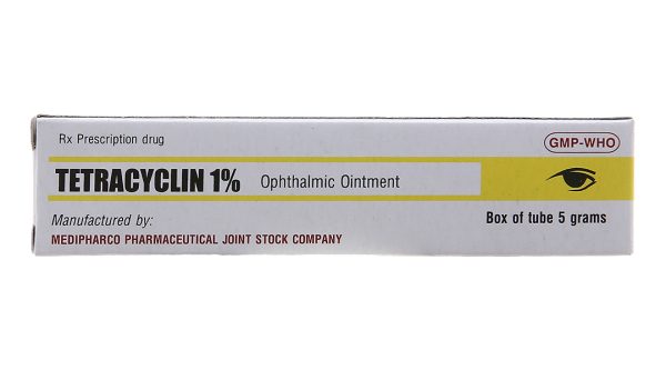 Thuốc mỡ tra mắt Tetracyclin Medipharco 1% trị nhiễm khuẩn mắt tuýp 5g