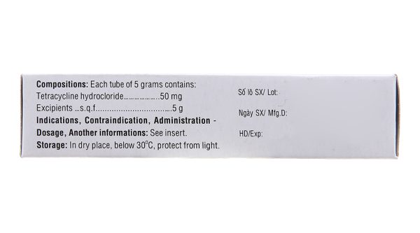 Thuốc mỡ tra mắt Tetracyclin Medipharco 1% trị nhiễm khuẩn mắt tuýp 5g